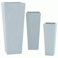 Décoshop26 - Lot de 3 pots de fleurs résistants aux intempéries – Argile fibreuse gris 10_0007959 - 3000266398146