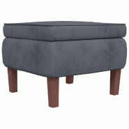 Décoshop26 - Tabouret assise repose-pieds avec pieds en bois et velours gris foncé DEC026305 - Bois massif 3000255742608