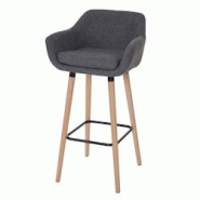 Décoshop26 - Tabouret de bar chaise de comptoir x1 avec repose-pieds en tissu gris style scandinave 04_0005300 - gris 3000132032693 Décoshop26 - Tabouret de bar chaise de comptoir x1 avec repose-pieds en tissu gris style scandinave 04_0005300 - gris 3000132032693