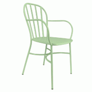 Fauteuil d'extérieur empilable Biscarosse en aluminium vert d'eau