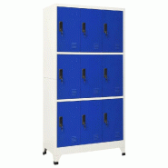 Helloshop26 - Armoire à casiers moderne 90 x 45 x 180 cm avec 9 portes verrouillables bureau en acier gris 02_0047022 - gris acier 3000234551726
