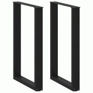 Helloshop26 - Lot de 2 pieds de table de bar en U 60 x 90-91 cm design moderne avec niveleurs pratiques en acier noir 02_0057464 - noir acier 30002400