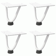 Helloshop26 - Lot de 4 pieds en épingle à cheveux pour table basse 10 cm avec patins réglables design moderne en acier blanc 02_0056708 - blanc aci