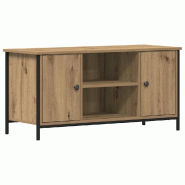 Helloshop26 - Meuble TV rectangulaire moderne avec étagères 100 x 40 x 50 cm en bois d'ingénierie chêne artisanal 02_0051821 - Bois massif 3000237