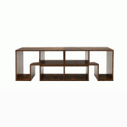 Meuble TV en bois COSTWAY, 3 pièces, combinables librement, support TV pour téléviseurs jusqu'à 65 pouces, étagère d'angle, extensible - marron