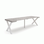 SKRAUT HOME Table console extensible, 260, Pour 12 personnes, Pieds bois massif, Ciment - gris Bois manufacturé 381_18 SKRAUT HOME Table console extensible, 260, Pour 12 personnes, Pieds bois massif, Ciment - gris Bois manufacturé 381_18