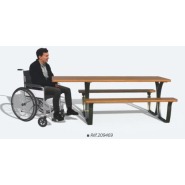 Table de pique-nique 2000 x 1310 x 720 mm avec piétement décalé pour fauteuil roulant - SÉVILLE