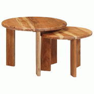 Tables basses gigognes 2 pcs Marron Bois d'Acacia Massif Modèle Orion Logic Plus - 8721158631718