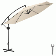 TecTake GmbH tectake Parasol à pied déporté Artemis, pivotant à 360°, 3,5 x 3,5 m  Beige - beige acier 406535