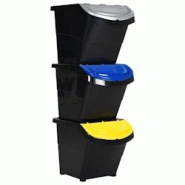 VidaXL Poubelles Empilables Avec Couvercles 3 Pcs Noir Pp 78 L - noir 364069 VidaXL Poubelles Empilables Avec Couvercles 3 Pcs Noir Pp 78 L - noir 364069