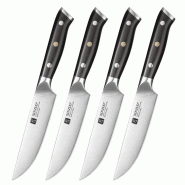 XinZuo - Couteaux à steak en acier inoxydable 4 pièces - B13S série Yu - multicolore multi-matériau B13S-4NP