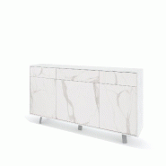 AQA Design Buffet VENBRUK avec 3 portes/3 tiroirs en melamine pierre blanc/marbre calacatta L.164 P.41 H.92 MP07043 - multicolore Bois manufacturé MP