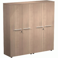 Armoire 4 portes mélaminé à serrure - 6 étagères - L. 163 x P. 43 x H. 158 cm So Flora - Frêne Noir_0