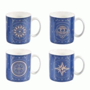 Aulica Mugs Astres - lot de 4 - bleu 207101 Aulica Mugs Astres - lot de 4 - bleu 207101