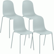 CLP Lot de 4 chaises empilables Hardin Plastique HBT: 85x51x55 cm Turquoise - bleu 328902