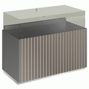 Comptoir T03 vitrine 4 Faces et MDF naturel+gris alu - 120x60x93cm