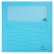 Exacompta - Réf. 50152E - Paquet de 100 chemises à fenêtre sans plastique SUPER 160 g/m² - dim 22 x 31 cm pour A4 - bleu clair - bleu en carton 50152E