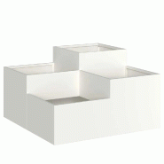 Helloshop26 - Cache-pot de jardin rectangulaire 100 x 100 x 48 cm design moderne ambiance chic en acier blanc 02_0052062 - blanc métal 3000237226010