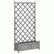 Helloshop26 - Jardinière bac lit surélevé plantes fleurs terrasse jardin avec treillis bois massif de sapin gris 02_0038322 - 3000214174464 Helloshop26 - Jardinière bac lit surélevé plantes fleurs terrasse jardin avec treillis bois massif de sapin gris 02_0038322 - 3000214174464