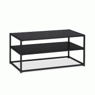 Helloshop26 - Table basse rectangulaire élégante avec double niveau 120 x 60 x 40 cm en métal noir 13_0005655 - noir verre 3000242715868