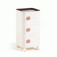 RATTATAN Meuble de rangement, 3 compartiments, roulettes en ABS, meuble moderne, portes à fermeture magnétique pour salon, chambre et bureau – EDE