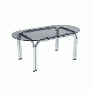 Table basse ovale en verre trempé noir, L 110 x l 55 x h 45 cm Oviala - noir 115763
