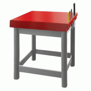 Table inox de découpe avec plan rouge hydrofuge - Profondeur 600 mm