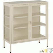 TecTake GmbH tectake Vitrine métallique, BAKER, acier thermolaqué, façade et côtés vitrés, 3 compartiments, 80x37x90,5 cm, 2 étagères réglabl
