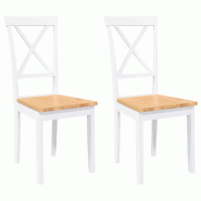 VidaXL Chaises à manger 2 pcs blanc bois massif caoutchouc Modèle Élégia Moderne - 4102406