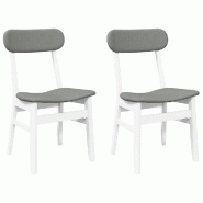 VidaXL Chaises à manger coussins 2 pcs blanc bois massif caoutchouc Modèle Orion Vision Plus - 4102439