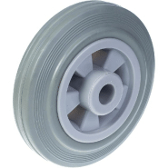 Roue de 160 mm avec caoutchouc gris sur centre en polypropylène Roue de 160 mm avec caoutchouc gris sur centre en polypropylène