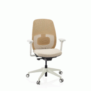 Chaise de bureau ergonomique Skandis sans appui-tête beige / piètement blanc hjh OFFICE - beige polyester 609010
