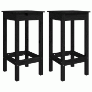 Chaises de bar lot de 2 noir 40x40x78 cm bois de pin solide Modèle Delice Royale - 822141