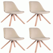 Décoshop26 - 4 chaises de salle à manger style scandinave en velours crème pieds carré en bois CDS10191 - beige Bois massif 3000481769608 Décoshop26 - 4 chaises de salle à manger style scandinave en velours crème pieds carré en bois CDS10191 - beige Bois massif 3000481769608