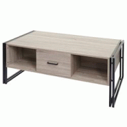 Décoshop26 - Table basse deux tiroirs et quatre compartiments de rangement 45x110x60 cm MDF aspect chêne et métal 04_0008424 - 3000262556717 Décoshop26 - Table basse deux tiroirs et quatre compartiments de rangement 45x110x60 cm MDF aspect chêne et métal 04_0008424 - 3000262556717