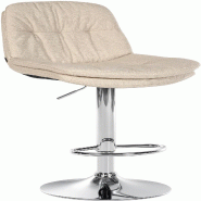 Décoshop26 - Tabouret chaise haute x1 pour cuisine et bar à assise moelleuse en tissu crème cadre en métal chromé 10_0005697 - beige métal 30002