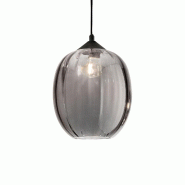 Fabas Luce Kit De Suspension En Verre Soufflé Fumé, E27 - Design Moderne Et Élégant Pour L'Éclairage Intérieur, Diamètre 250 Mm, Hauteur 360 Mm
