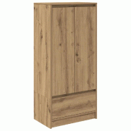 Helloshop26 - Armoire de rangement 55,5 x 34 x 119,5 cm pratique avec tiroir et portes design moderne en bois d'ingénierie chêne 02_0051716 - Bois m