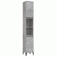Helloshop26 - Armoire de salle de bain moderne 30 x 30 x 190 cm avec 2 étagères et pieds en métal en bois gris béton 02_0048400 - gris métal 3000