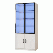 Merax Vitrine 60x40x160 cm avec éclairage LED, verre fumé, cadre aluminium et corps en panneau de particules, blanc - blanc multi-matériau N880P491