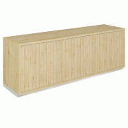 Meuble Vertigo T03 2 portes 2 tiroirs MDF naturel et chêne clair 180x47x60 cm