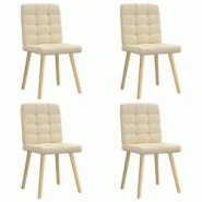 VidaXL Chaises à Manger Lot De 4 Crème Tissu - beige 8721158566430 VidaXL Chaises à Manger Lot De 4 Crème Tissu - beige 8721158566430