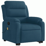 VidaXL Fauteuil de massage inclinable Bleu Velours Modèle Zermelor - 3205113