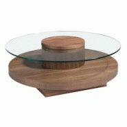 AC ANGEL CERDA Angel Cerdá Table basse ronde en verre trempé et noyer 2052C Ø100 x 35 - marron Bois manufacturé 8435631002208 AC ANGEL CERDA Angel Cerdá Table basse ronde en verre trempé et noyer 2052C Ø100 x 35 - marron Bois manufacturé 8435631002208