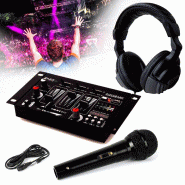 Casque DJ Sono + table de mixage DJ21-USB-MKII IBIZA Sound + Micro Dynamique Noir - 3701123912276