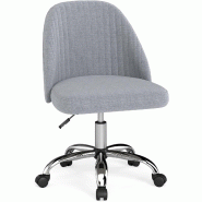 Chaise Bureau COSTWAY, Sans Accoudoirs, Pivotante, Maquillage, Hauteur Réglable, Moderne Velours pour Chambre - gris métal VH35338SD