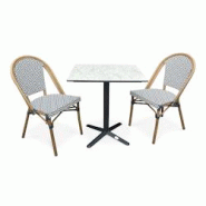 CITY Garden Ensemble repas de jardin 2 places en acier, plateau carré en HPL et fauteuil bleu - BISTRO - noir acier BISTROTB70HPLMB+2FTB CITY Garden Ensemble repas de jardin 2 places en acier, plateau carré en HPL et fauteuil bleu - BISTRO - noir acier BISTROTB70HPLMB+2FTB