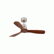 Faro barcelona Ventilateur de plafond en acier marron avec pales en bois noyer foncé, moteur DC, 6 vitesses, fonction été, jusqu’à 13 m², plafo