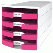HAN Module de rangement IMPULS 2.0 Trend Colour, 4 tiroirs A4+, coloris blanc/rose - 1013-56