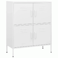 Helloshop26 - Armoire de rangement avec 2 étagères réglables style moderne bureau 80 x 35 x 101 cm en acier blanc 02_0046834 - blanc acier 30002344